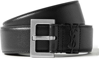 Saint Laurent 3cm Pebble-Grain Leather Belt