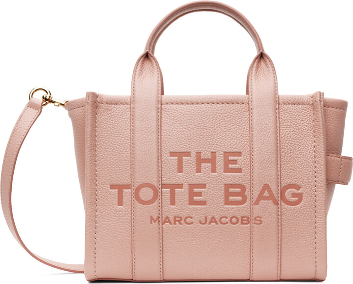 Marc Jacobs - The Tote Bag Mini - Pink grained leather bag with shoulder  strap and embossed logo for women