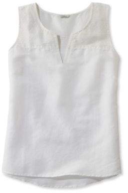 L.L. Bean Embroidered Linen/Cotton Shirt, Popover Sleeveless