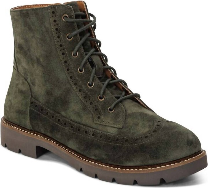 Women's Margot Brogue Lace-Up Boots In Dark Green