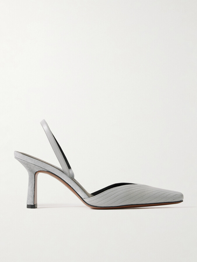 Neous Dilmun Suede-trimmed Leather Slingback Pumps - Gray