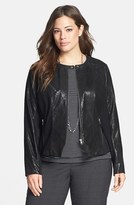 Thumbnail for your product : Halogen Front Zip Leather Jacket (Plus Size) (Online Only)