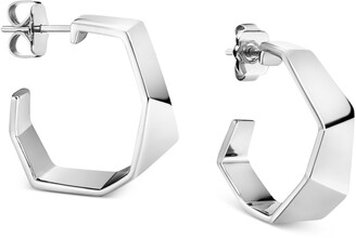 Calvin Klein Angled Hoop Earrings in Silver-Tone - ShopStyle
