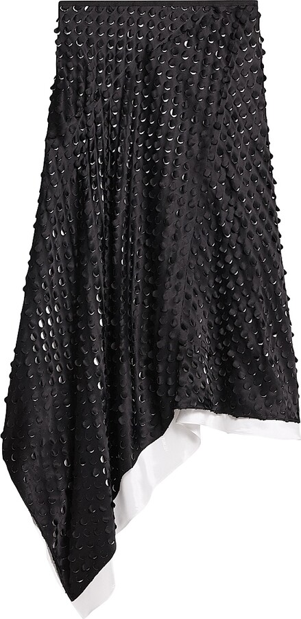 Helmut Lang Women's Scarf-Hem Cut-Out Skirt - Gradient Black - Size 0