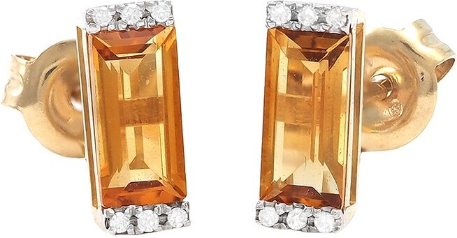 Gemstones Bar 14K 0.94 ct. tw. Diamond & Citrine Earrings