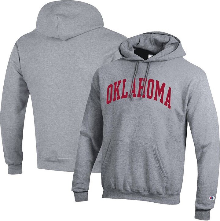 Men's Champion Heather Gray Oklahoma Sooners Basic Arch Fleece Pullover Hoodie