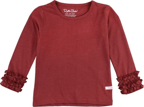 RuffleButts RuffleButtsKidsKnitLongSleeveRuffleLayeringTee-Rosewood,5