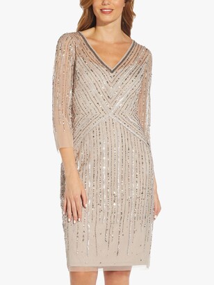 Adrianna Papell Beaded Cocktail Dress, Marble