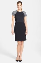 Thumbnail for your product : Lafayette 148 New York Croc Embossed Panel Punto Milano Sheath Dress