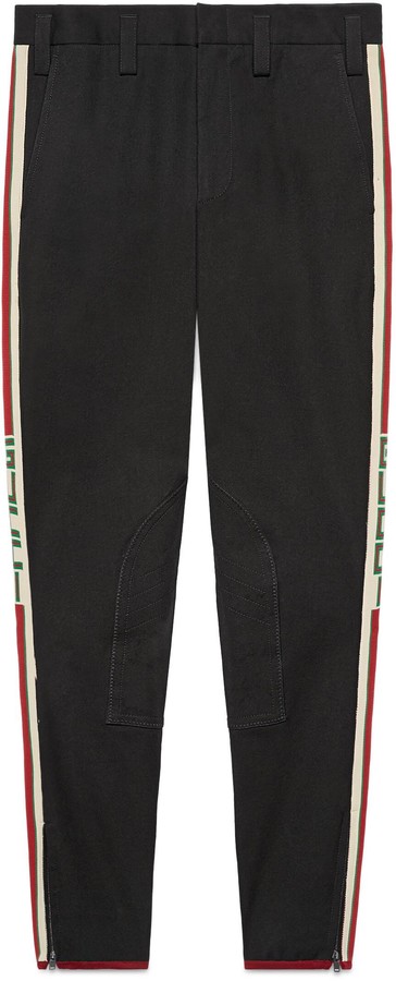 Gucci Gabardine stretch pant with stripe - ShopStyle