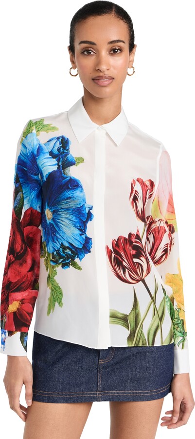 floral silk blouse for black girl brunch 