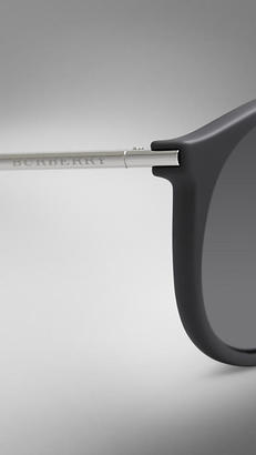 Burberry Check Detail Round Aviator Sunglasses