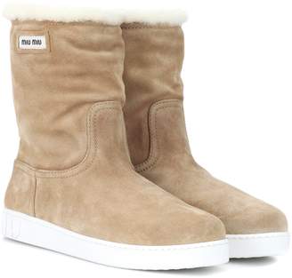 Miu Miu Suede and shearling ankle boots