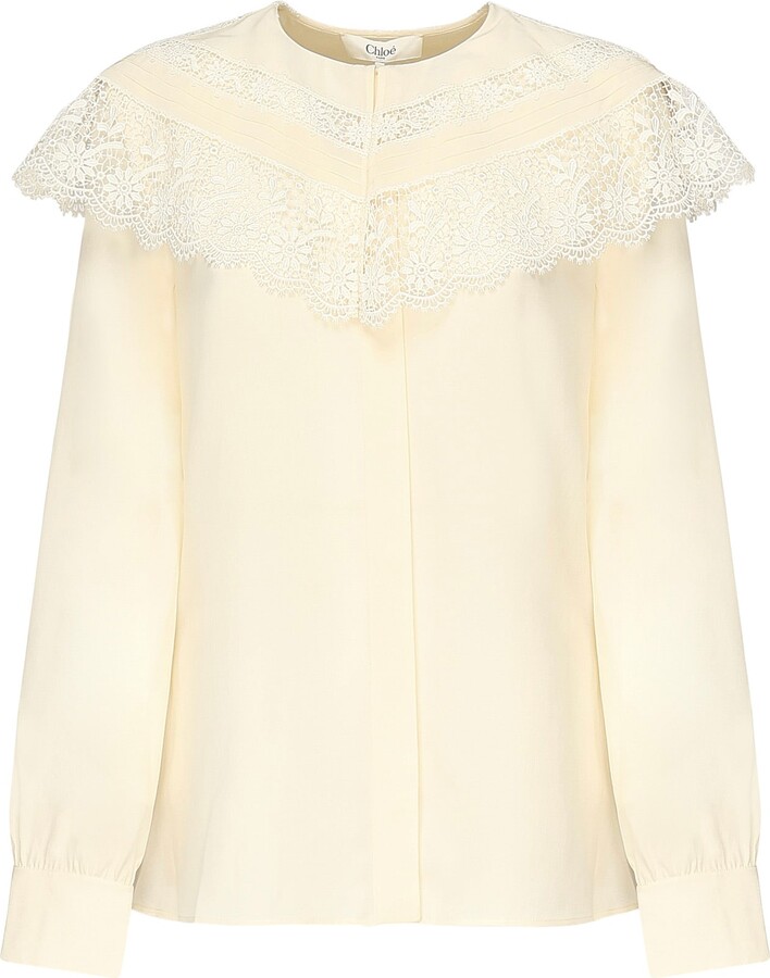 Chloé Silk And Lace Ruffle Blouse