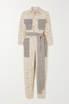 Thumbnail for your product : Yvonne S Belted Floral-print Cotton-twill Jumpsuit - White
