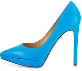 Thumbnail for your product : Valentino Leather Pointed-Toe Platform Pump, Blue