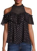 Thumbnail for your product : Rebecca Taylor Metallic Cold-Shoulder Top