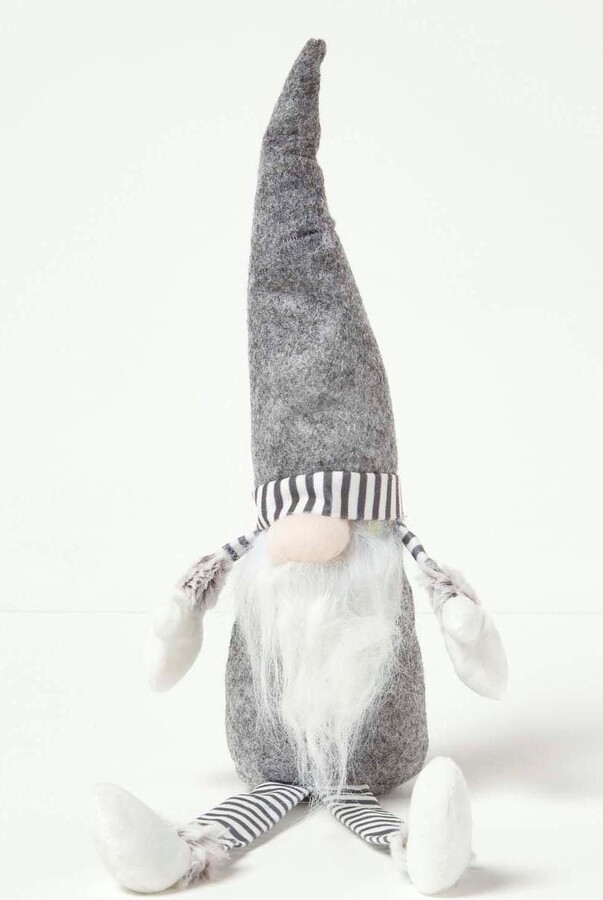Homescapes Grey Sitting Santa Gonk Christmas Decoration ShopStyle