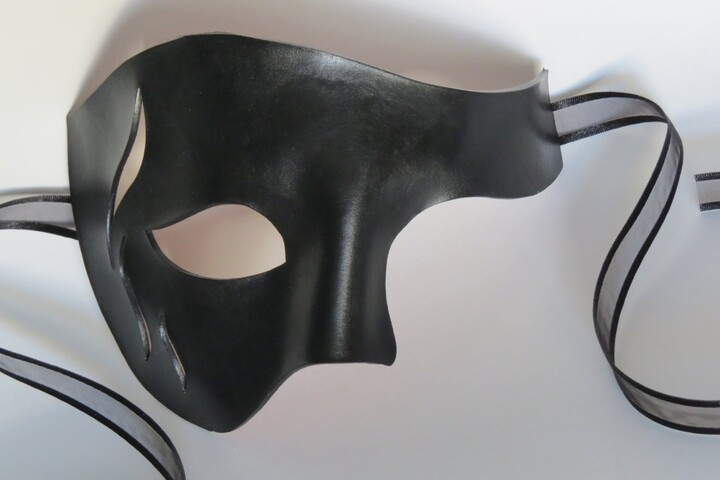 Etsy Phantom Leather Masquerade Mask For Men - Half Costume Ball Event Prom Halloween
