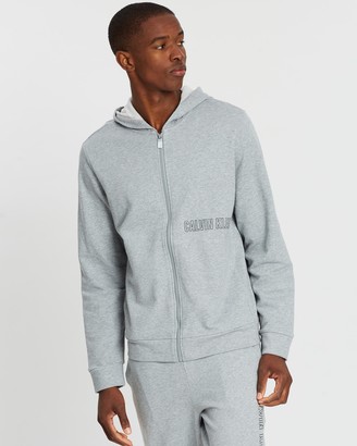 Calvin Klein Performance - Men's Grey Hoodies - Logo Full-Zip Hoodie - Size L at The Iconic