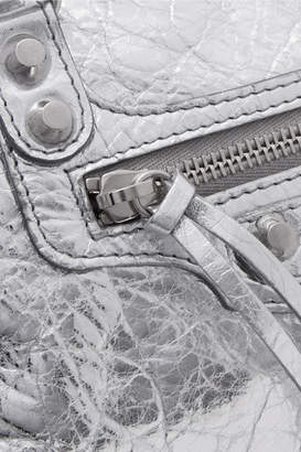 Balenciaga Classic City Metallic Textured-leather Tote - Silver