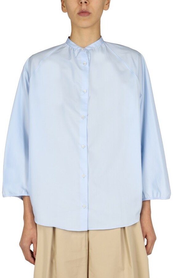 Blue Womens Tops Aspesi Tops - Save 48% Aspesi Cotton Poplin Shirt in Light Blue 