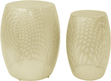 Dakota Fields Chic Gold Round Metal Side Table Group, Construction, No Assembly, 16.5”w X 16.5”d 20.5”h & 12”w 12”d 18.25”h Attractive , And Stable,