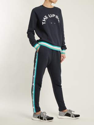 The Upside Side Stripe Cotton Performance Track Pants - Womens - Navy
