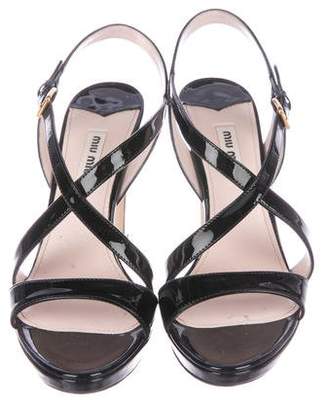 Miu Miu Patent Leather Crossover Sandals