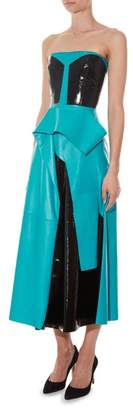 Roksanda Wyman Strapless Leather Dress - Womens - Black Multi