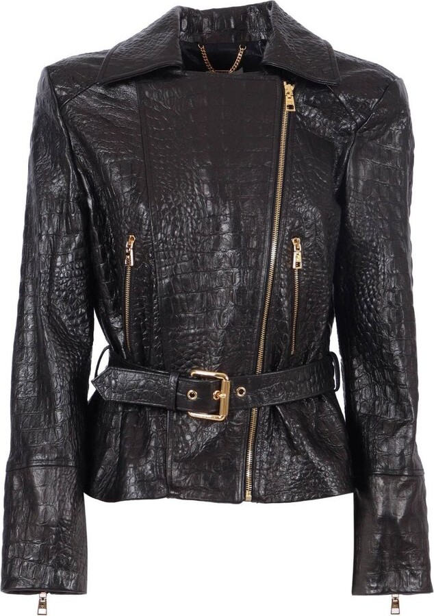 Elisabetta Franchi Belted-Waist Leather Jacket - ShopStyle