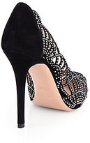 Thumbnail for your product : Giorgio Armani Crystal-Covered Suede Point-Toe Pumps