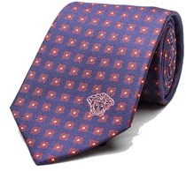 Versace Men's Medusa Logo Floral Pattern Silk Neck Tie.