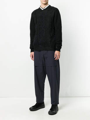Issey Miyake textured front V-neck sweater