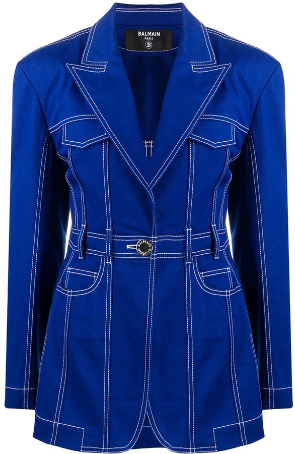 balmain denim blazers