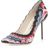 Thumbnail for your product : Webster Sophia Elle Butterfly-Print Fabric Pump, Black/Red