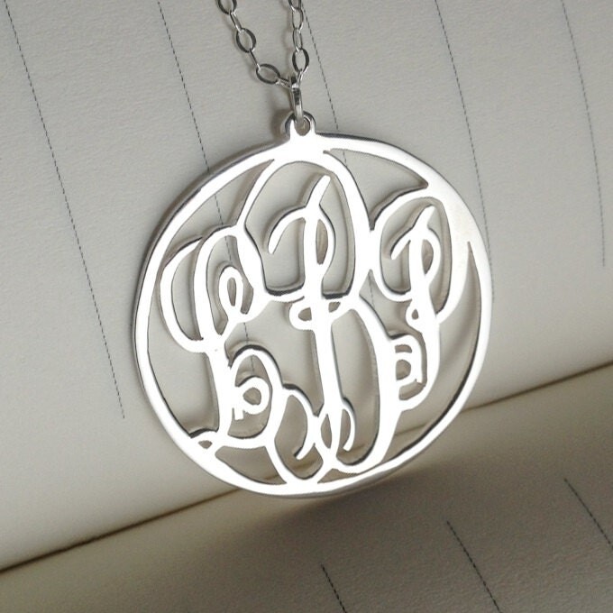 Etsy Silver Monogram Necklace, Monogrammed Gifts, 3 Initial Necklace, 1\