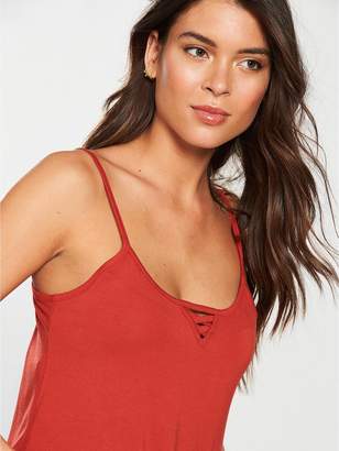 Very Lattice Detail Swing Cami Top - Red