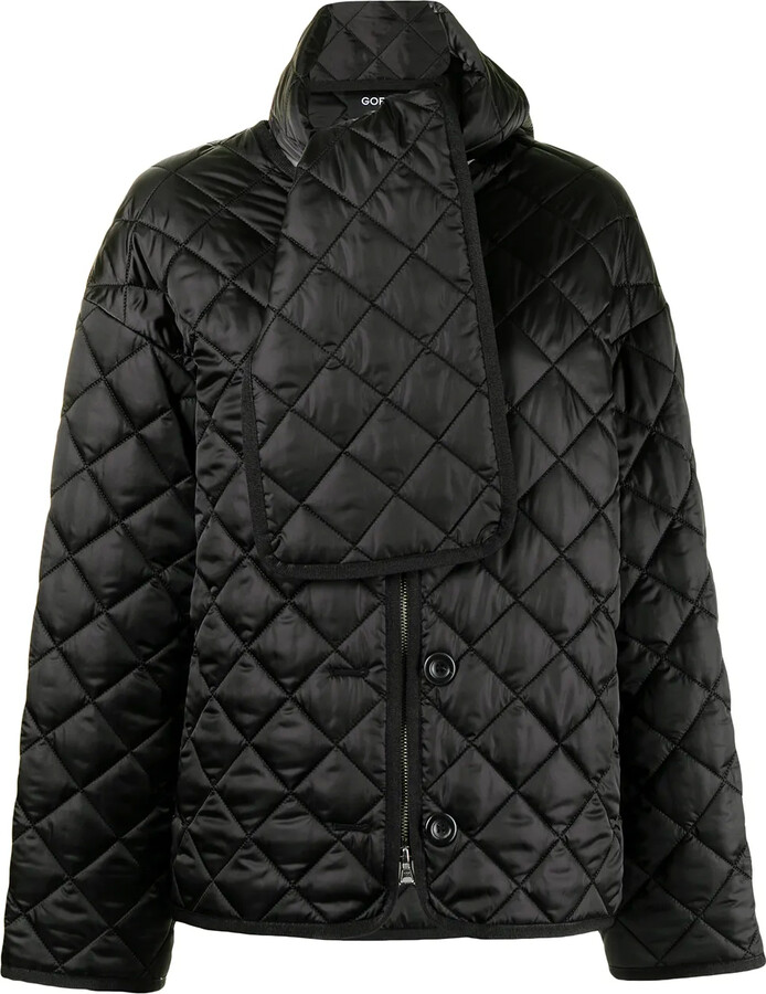 GOEN.J Scarf-Detail Quilted Oversized Jacket