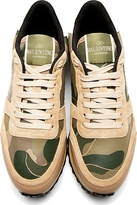 Thumbnail for your product : Valentino Beige Canvas & Leather Low Top Sneakers
