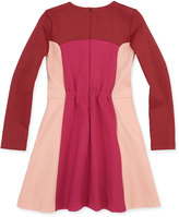 Thumbnail for your product : Fendi Long-Sleeve Colorblock Ponte Dress, Burgundy/Pink, Sizes 6-9