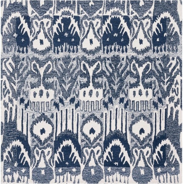Safavieh IkatIKT651HandTuftedAreaRug-Blue/Ivory-6'x6'