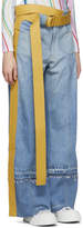 Thumbnail for your product : Lecavalier Blue Leather Applique Jeans