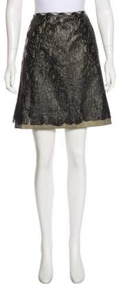 Tomas Maier Coated Lace Knee-Length Skirt