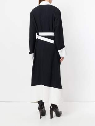 Ann Demeulemeester two-tone belted long coat