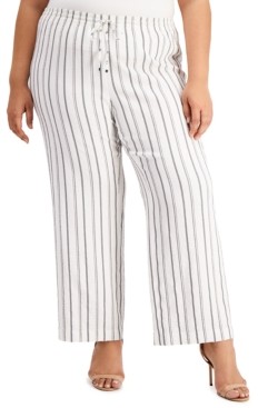 plus size striped wide leg pants