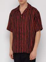 Thumbnail for your product : Martine Rose Distressed Stripe Linen Shirt - Mens - Red