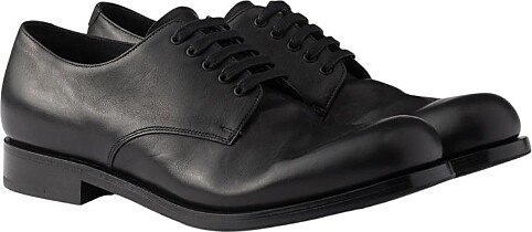 Prada Men's Antiqued Leather Laced Derby Shoes
