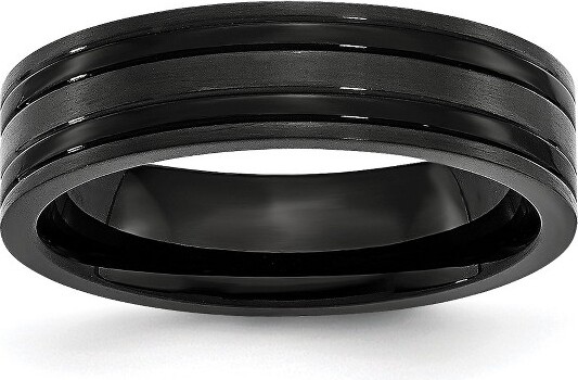 Black Bow Jewelry Co. BlackBowJewelry6mmBlackPlatedTitaniumBrushed/PolishedComfortFitBand,Size6