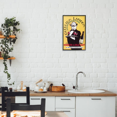 Vintage Waiter & Wine Framed Giclee, design by Jean-Pierre Got